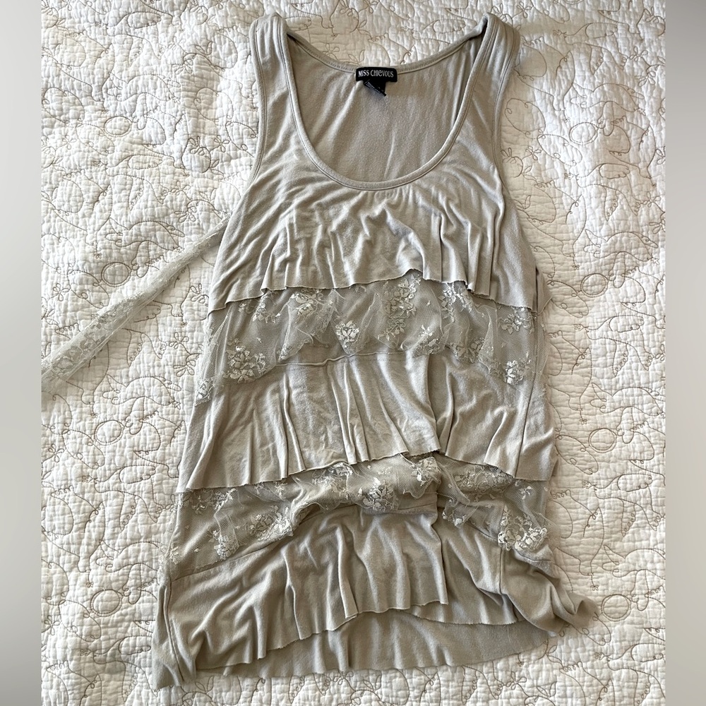 Miss Chievous Women's Grey Layered Tank Top